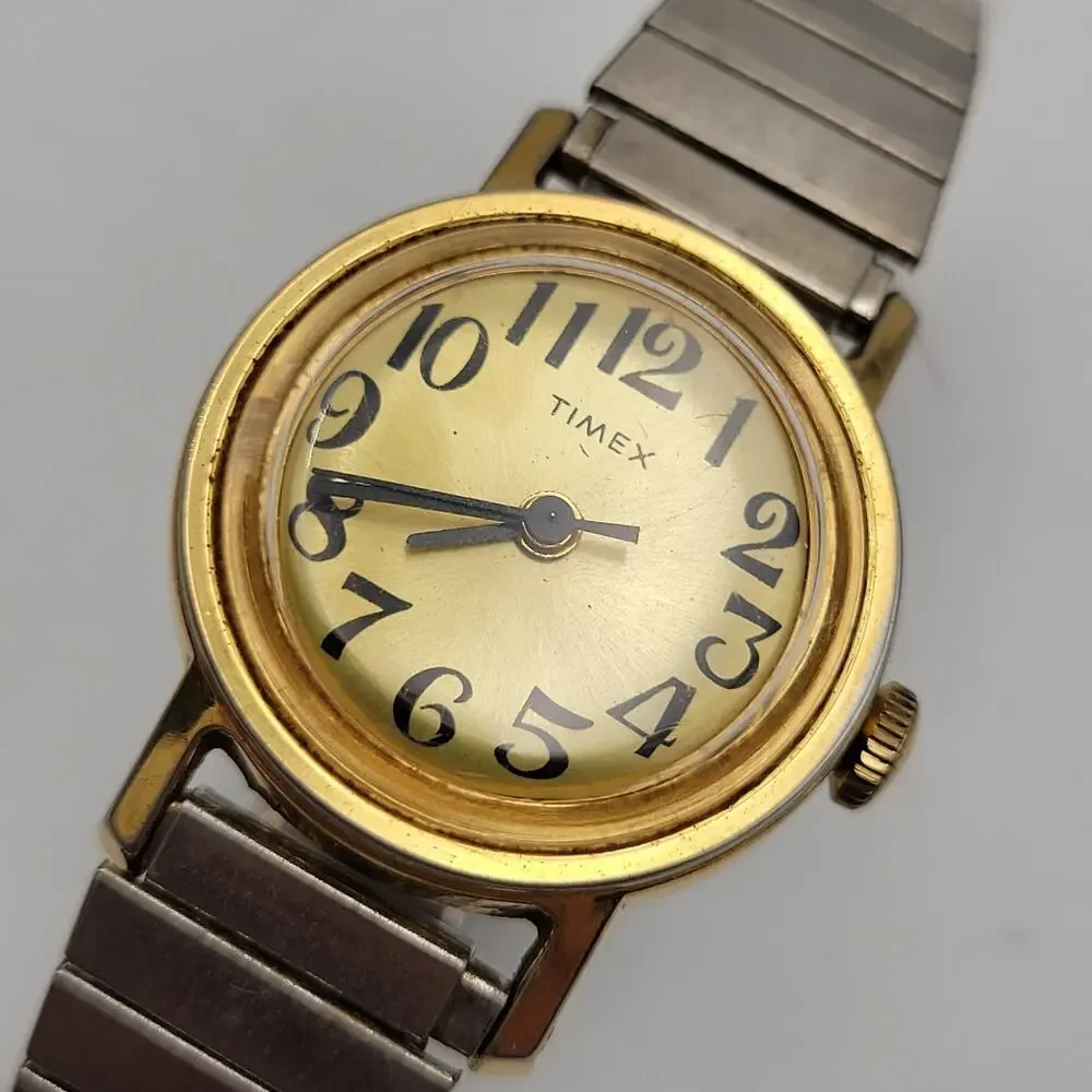1977 Timex Gold Two Tone Wind-up Analog Women's Watch For Repair Or Parts Only